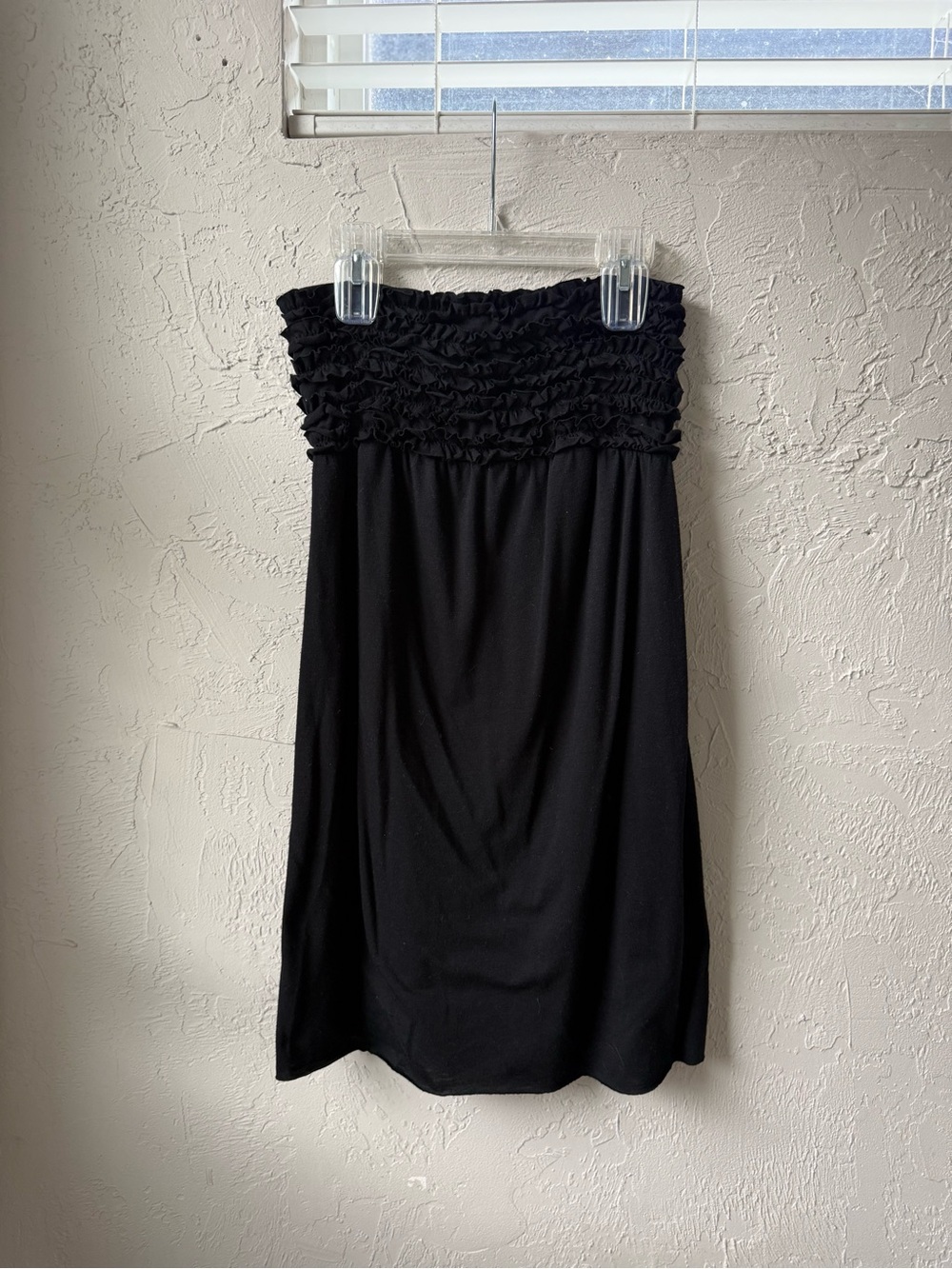 Xhilaration Black Strapless Ruffled Bandeau Babydoll Dress